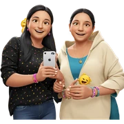 smiling girls with accessories sticker