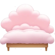 Pastel Pink Cloud Bed "A dreamy pastel pink bed shaped like a cloud, glowing softly with tiny stars floating around its fluffy surface." sticker