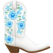 White cowgirl boots with light blue flowers sticker