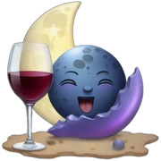 moon drinking wine sticker