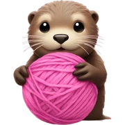 Otter ball of pink yarn in his hands sticker