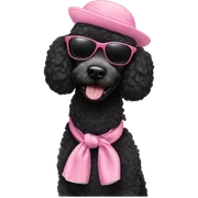 Black poodle wearing sunglasses sticker