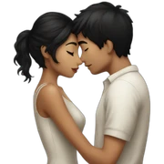 Boy black hair kissing girl black hair sticker