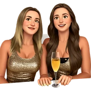 girls enjoying champagne together sticker