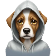 Dog wearing hoodie sticker