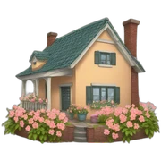 House with flowers  sticker