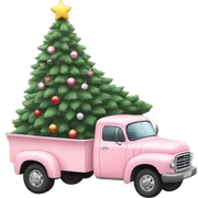 Pastel Pink truck with Christmas tree sticker