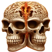 Twin flame skull sticker