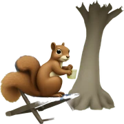 Squirrel sitting in a lawn chair under a pecan tree sticker