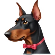 Red Doberman pinscher with bows sticker
