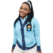 smiling outdoors with black hair sticker