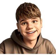 smiling boy in kitchen hoodie sticker