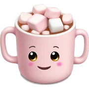 Light Pink mug of hot chocolate with marshmallows  sticker