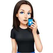 female, wearing black tshirt,  black longer hair  sticker