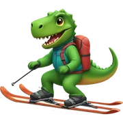 Dino skiing sticker