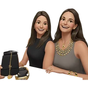 smiling girls with jewelry sticker