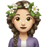 White brunette girl with flowers in hair sticker