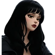 black-haired girl with makeup sticker