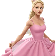 blonde girl in pink dress sticker