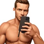 muscular guy taking selfie sticker