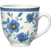 Floral navy blue tea cup  sticker