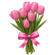 small pink tulip bouquet with bow sticker