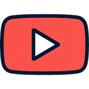 YouTube logo, play button inside rounded rectangle sticker
