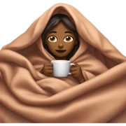 girl inside a blanket sipping coffee eyes closed sticker
