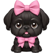  shit tzu filhote toda  da cor preta e um lacinho rosa fofo sticker