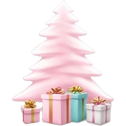 Light pink Christmas gifts under a white Christmas tree  sticker
