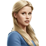 blonde girl in blue dress sticker