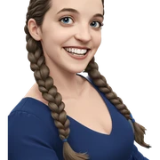 smiling girl in blue dress sticker