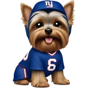 Yorkie in a New York giants jersey sticker