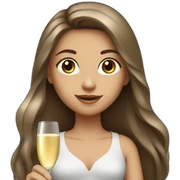 girl with long brown hair and grey eyes with bottle of champagne  sticker