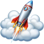 Rocket in clouds sticker