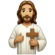 Jesus wearing a shirt with a cross sticker