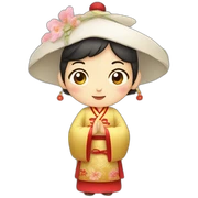 Chinese middle aged lady wear Chinese traditional dressd with a sign of agreeable  gesture sticker