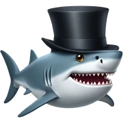 Shark with a top hat sticker
