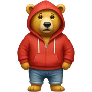 Yellow bear wearing red hoodie no pants sticker