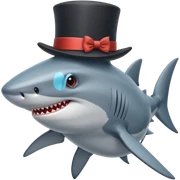 Shark with a top hat sticker