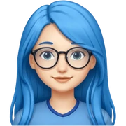 girl, long blue hair, glasses sticker