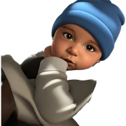 boy in blue hat gazing sticker