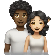 Asian girl and black boy with curly hair sticker