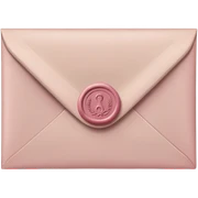 Taupe closed envelope with little dusty rose coloured wax seal in the middle of it sticker