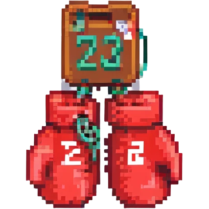 красные боксерские перчатки друг на друге с надписью "23", no background emoji