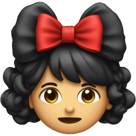 black open hair from behind with a red bow emoji