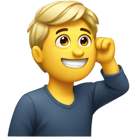 Guy scratching head smiling emoji