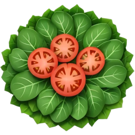 Minimalistic flat vector icon, iOS style, thin black contour on white background. Plate filled with leafy greens and tomato slices. Clean, no text, no shadows emoji