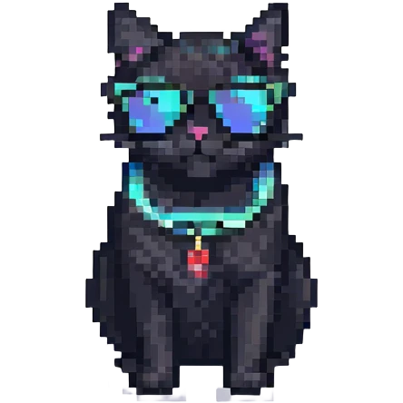 black cat wearing mirrored sunglasses emoji