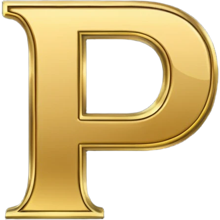 The letter P in black and gold emoji